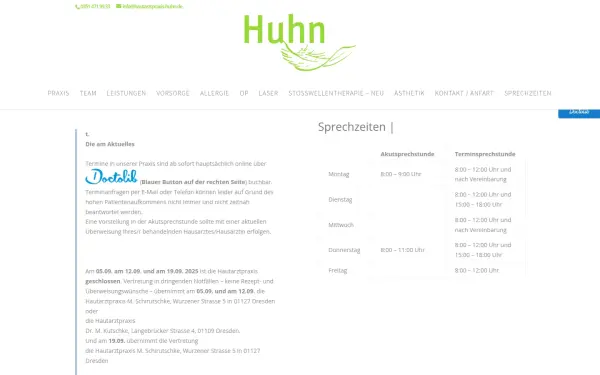 hautarztpraxis-huhn.de