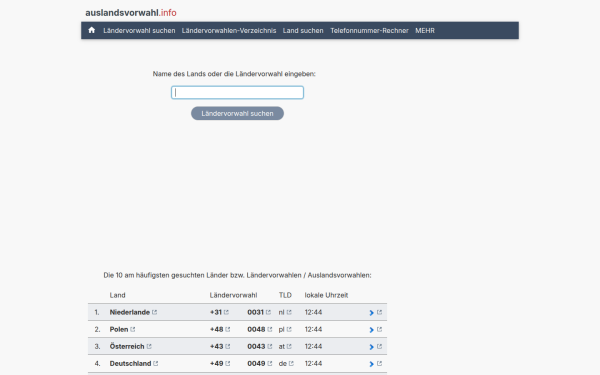 www.auslandsvorwahl.info