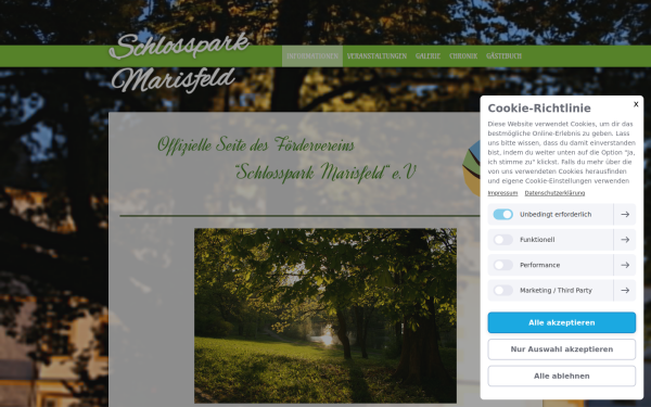 www.schlossparkmarisfeld.de