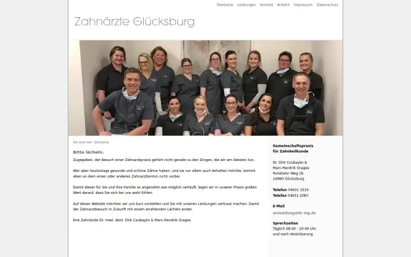 zahnaerzte-gluecksburg.de