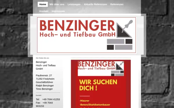 www.benzinger-baugeschaeft.de