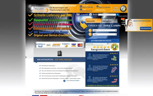 www.alleprojektorlampen.de