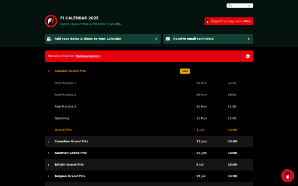 f1calendar.com