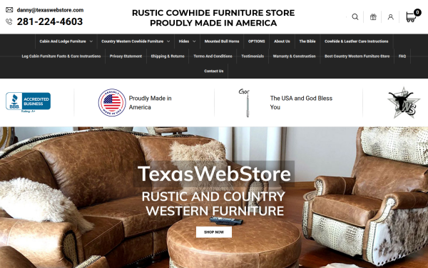 rusticcowhidefurniturestore.com
